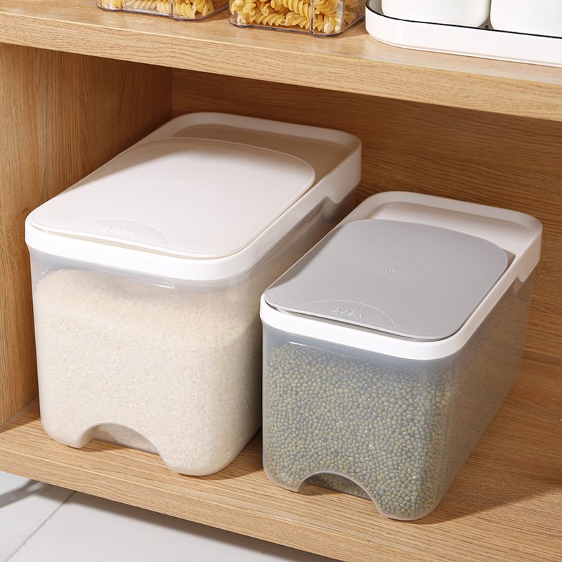 Kitchen sealed gtain rice storage container 10kg transparent Plastic rice dispenser storage box