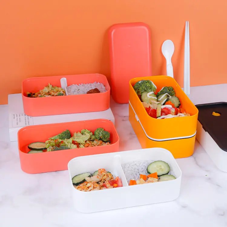 Eco-friendly colorful square pp lunch box plastic bento box for kids lunch box microwave safe food storage container