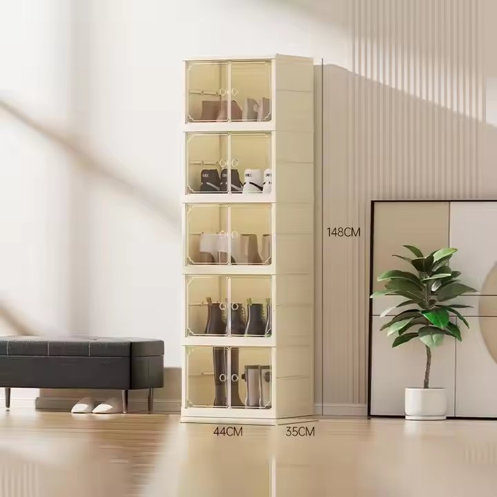 six floors New large size Hot sale plastic stackable shoe storage box for home organization Transparent shoe rack
