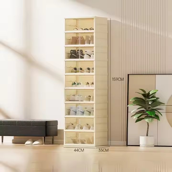 six floors New large size Hot sale plastic stackable shoe storage box for home organization Transparent shoe rack