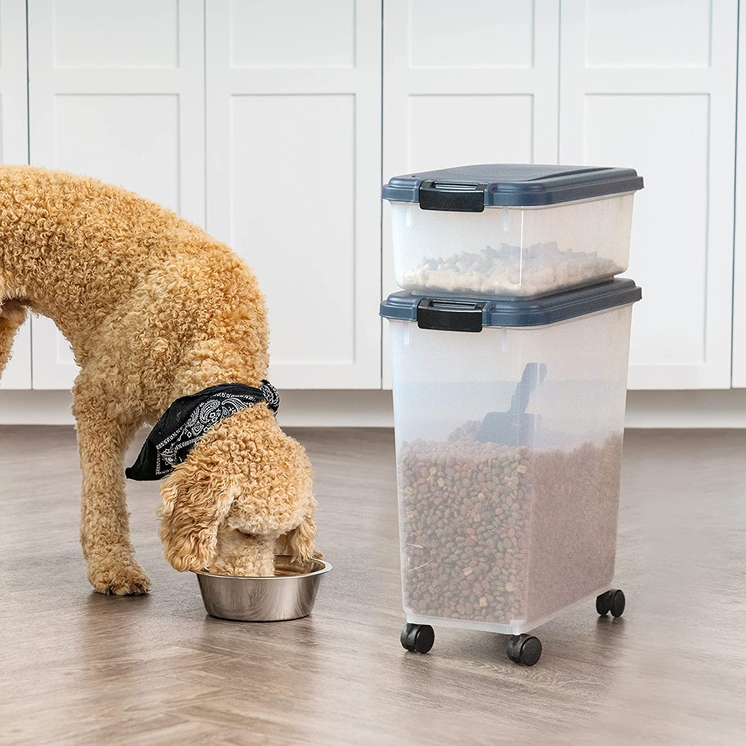 Wholesale Custom Pet Food Storage Box Dog Cat Food Container Food Storage Box with Wheel
