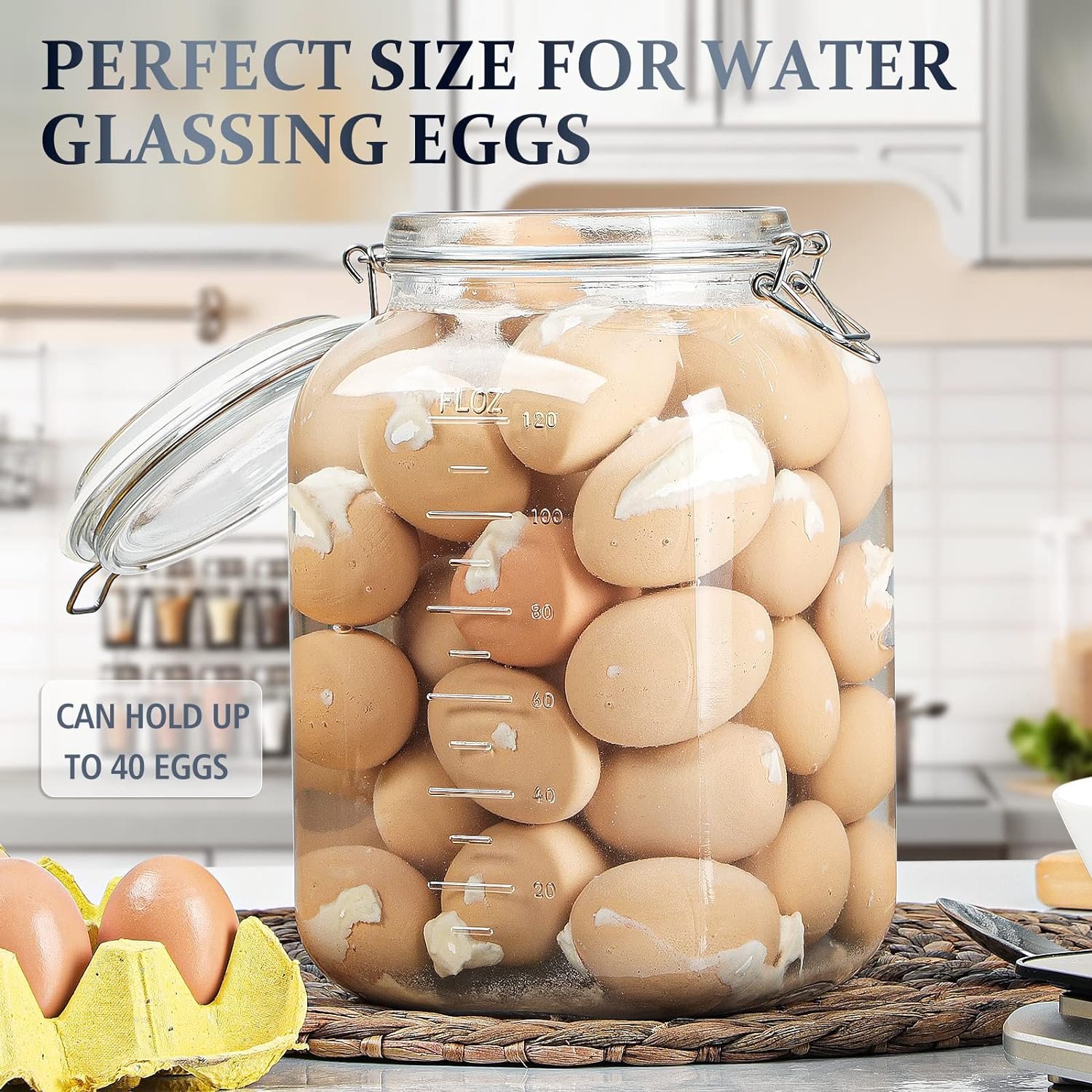 YOLOWE HOME 1 Gallon Super Wide-Mouth Glass Jars Square Airtight Lids Large Capacity 4100 ML 2 Food Storage Container