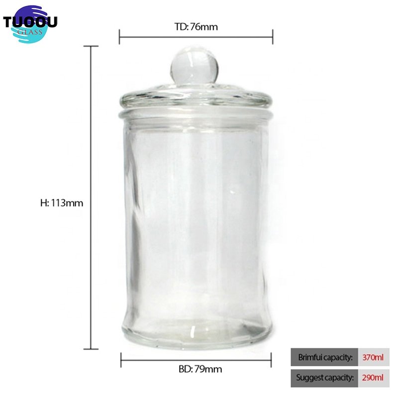 LangXu apothecary jars Glass storage Bottle jar airtight canister glass candle jar with mushroom Clear lid for food candy