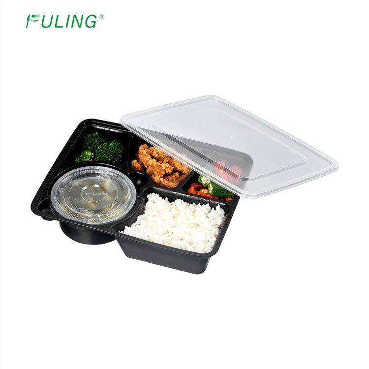 Reusable Microwavable disposable Meal Prep Containers with Lids black round food plastic container