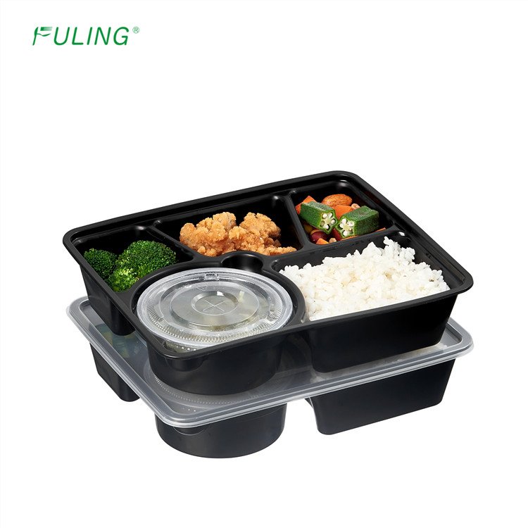 Reusable Microwavable disposable Meal Prep Containers with Lids black round food plastic container