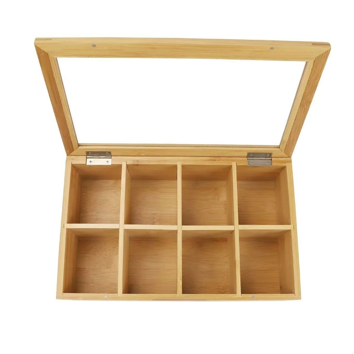 Tailai Bamboo Stash Tea Bag Sampler Assortment Display Box Storage Chest with Clear Lid Hinge Lock Holder Sorter for Kitchen