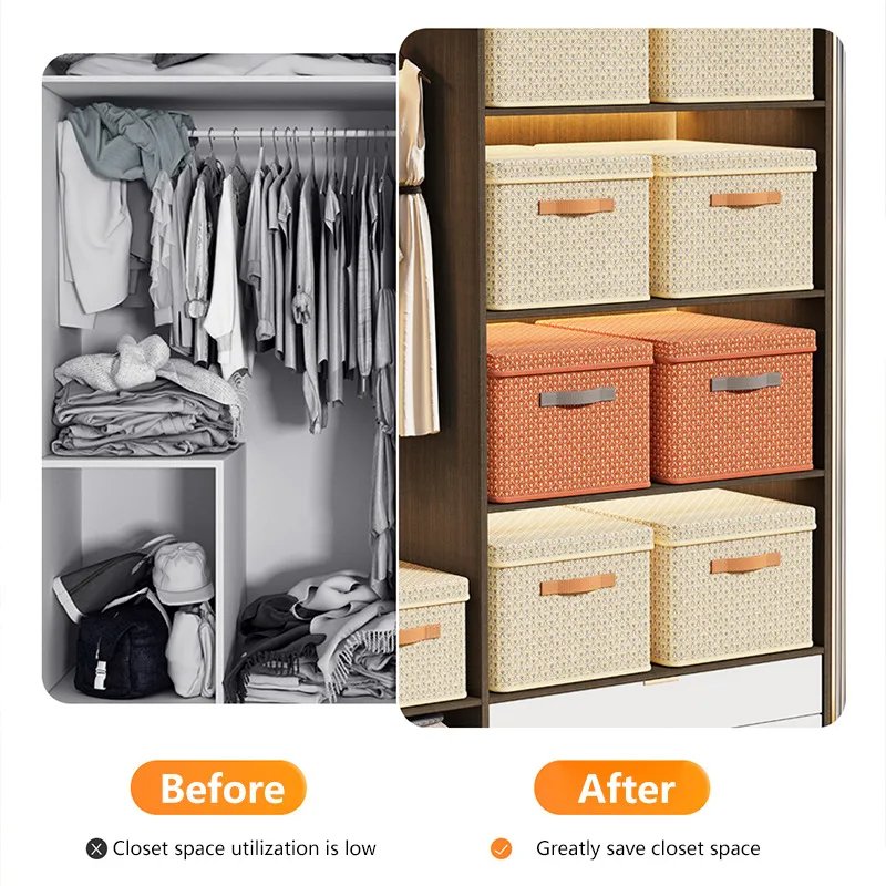 Wardrobe Clothes Storage Box Foldable Jeans Storage Box Decorative Boxes with Lids Cajas Organizadoras