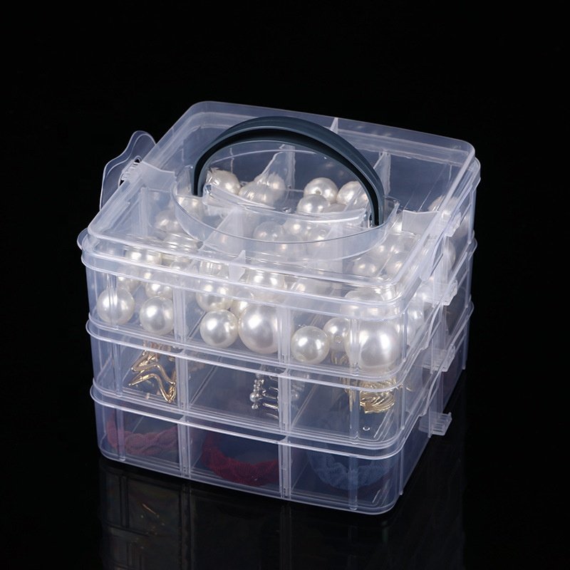 3 Layer Adjustable Stackable Storage Clearly Organizer Cosmetic Gift Necklaces Velvet Plastic Fashion Jewelry Box