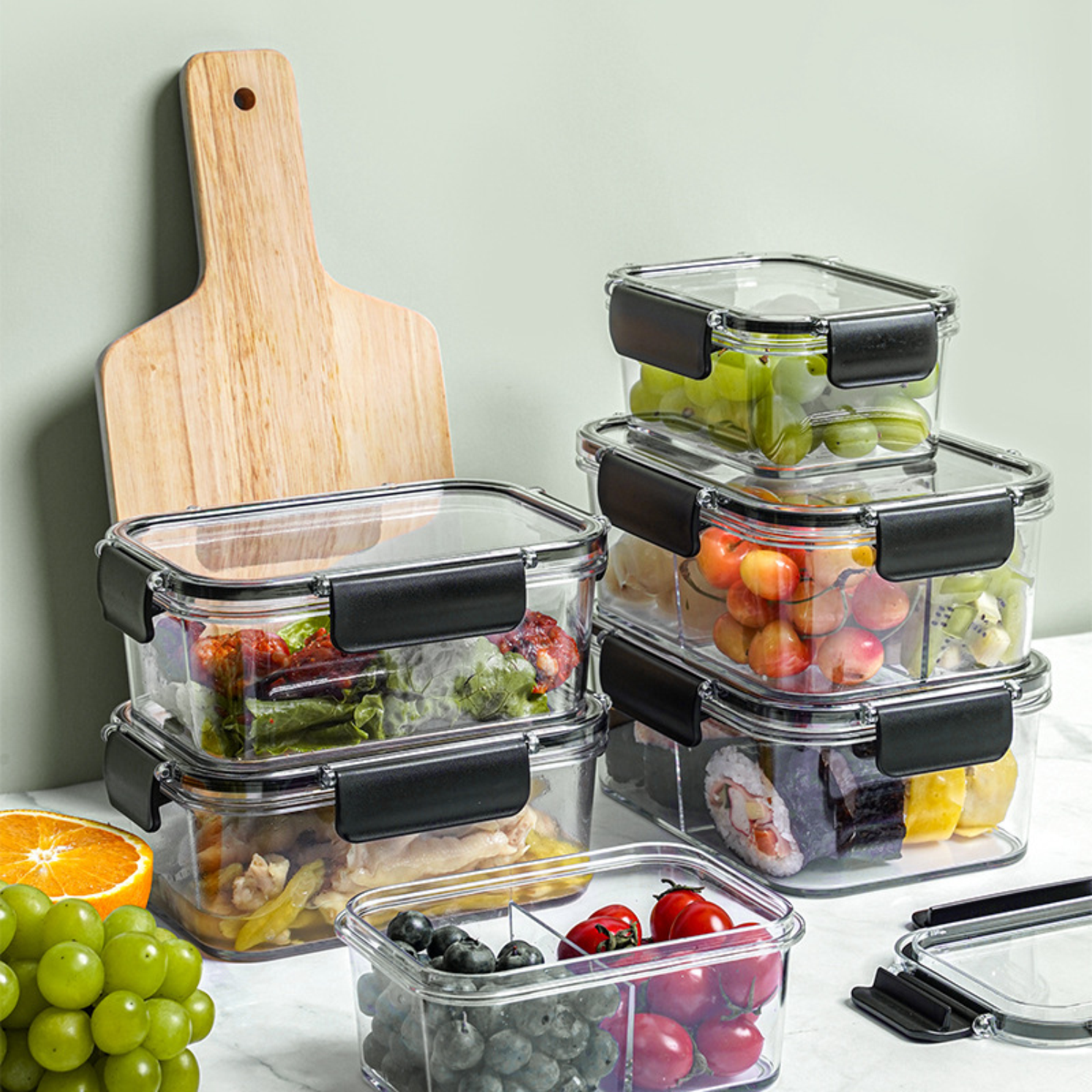 Plastic storage lunch box kitchen food preservation storage containers sealed refrigerator storage boxes