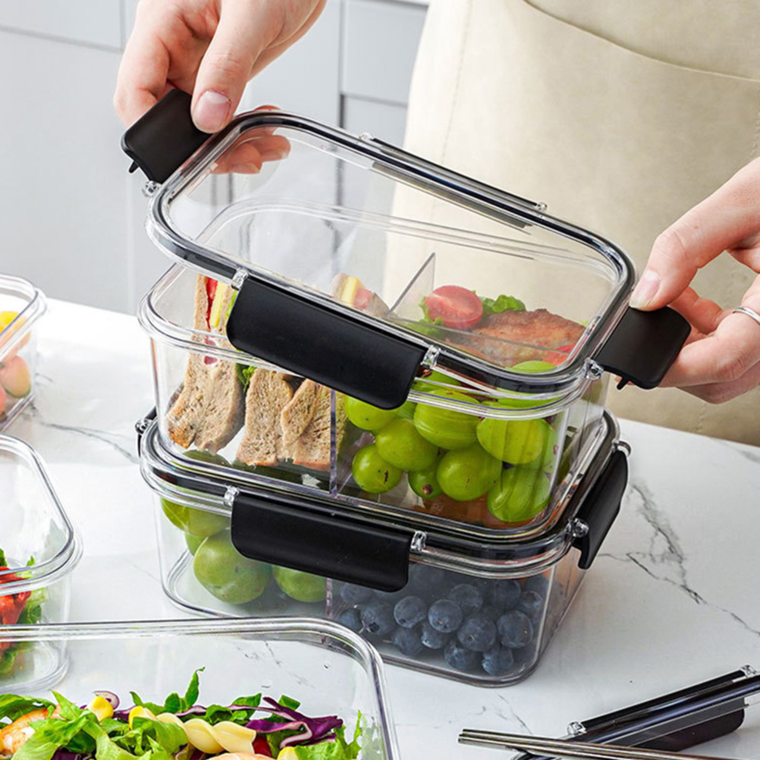 Plastic storage lunch box kitchen food preservation storage containers sealed refrigerator storage boxes