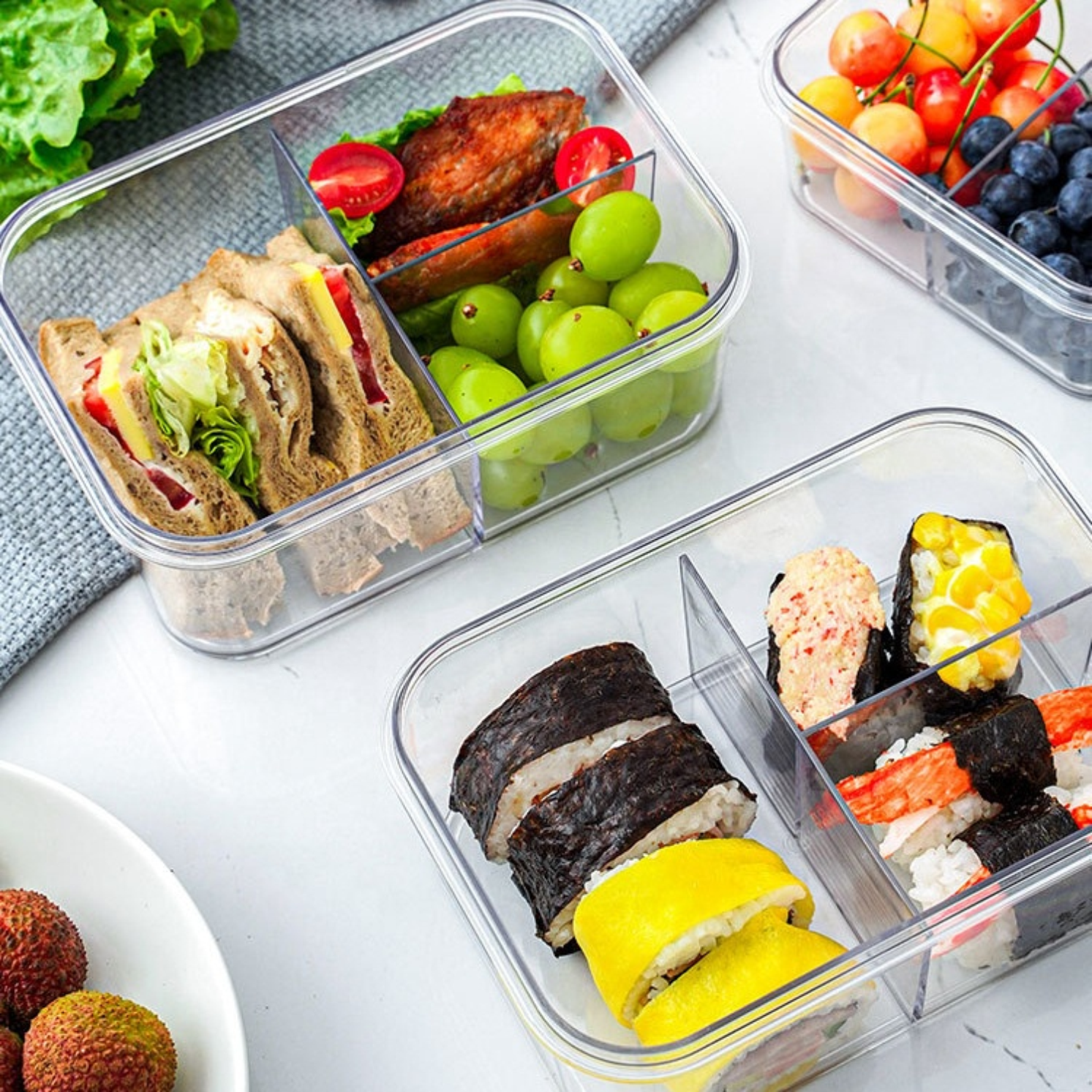 Plastic storage lunch box kitchen food preservation storage containers sealed refrigerator storage boxes