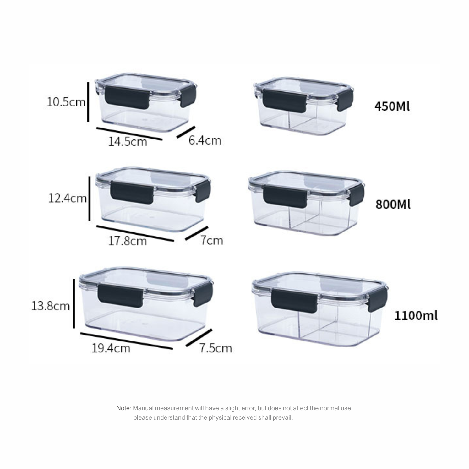 Plastic storage lunch box kitchen food preservation storage containers sealed refrigerator storage boxes