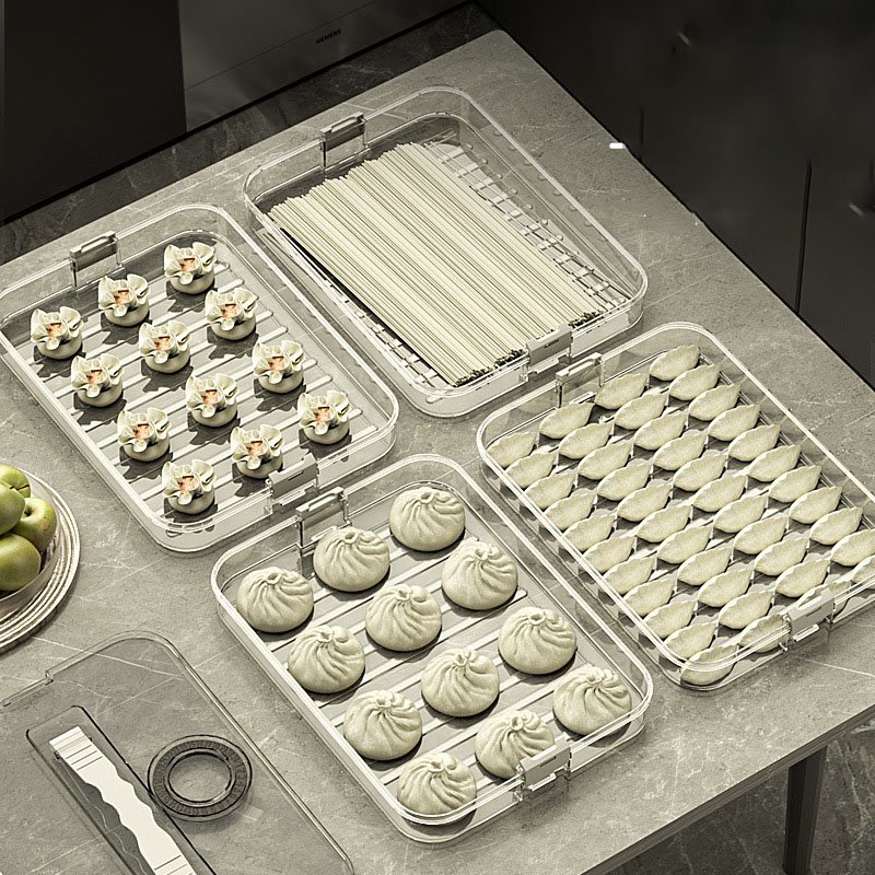 Clear Food Grade PET Dumplings Storage Box Food Freezer Food Storage Container for Refrigerator