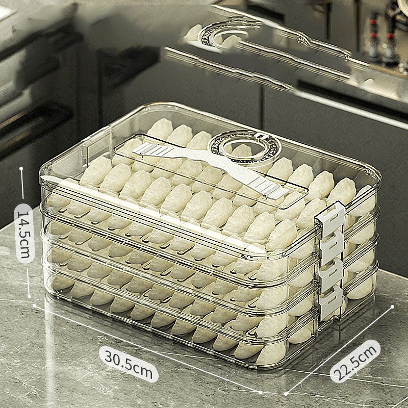 Clear Food Grade PET Dumplings Storage Box Food Freezer Food Storage Container for Refrigerator