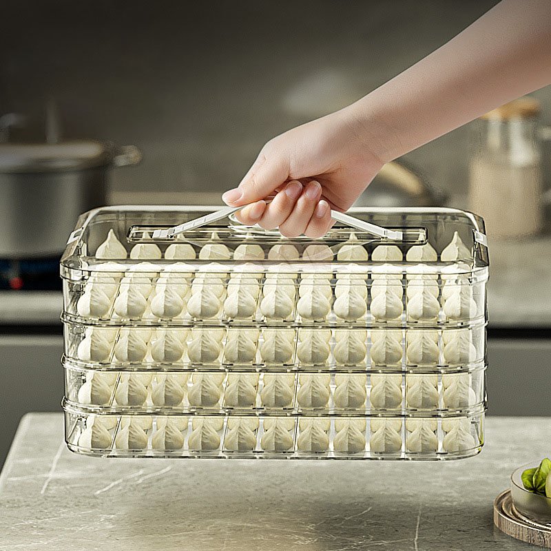 Clear Food Grade PET Dumplings Storage Box Food Freezer Food Storage Container for Refrigerator