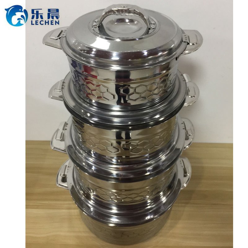 Stainless Steel Thermal Food Container Embossing Pot Set Double Heat Preservation Food warmer Container 4pcs5pcs