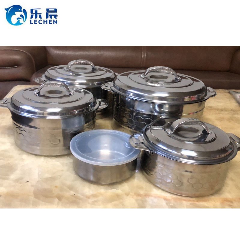Stainless Steel Thermal Food Container Embossing Pot Set Double Heat Preservation Food warmer Container 4pcs5pcs