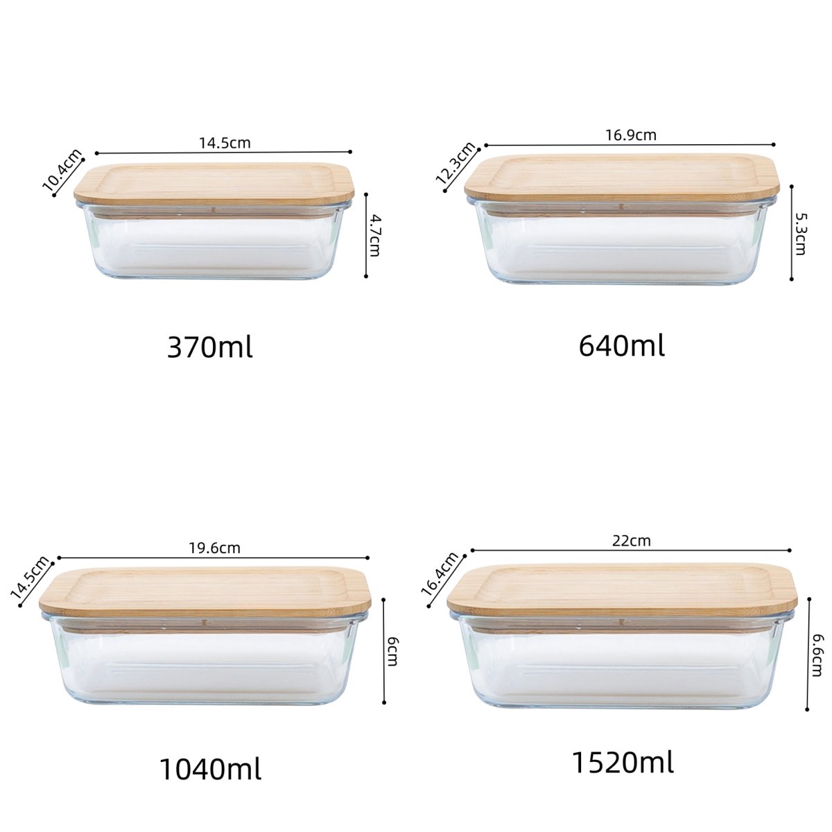Wholesaler Glass Lunch Bento Box Eco Friendly Meal Prep Containers Airtight Glass Food Storage Containers with Bamboo Lids