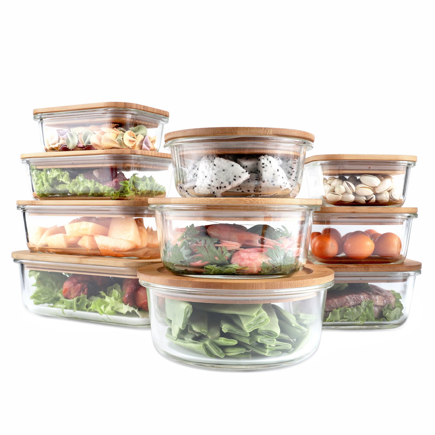 Wholesaler Glass Lunch Bento Box Eco Friendly Meal Prep Containers Airtight Glass Food Storage Containers with Bamboo Lids