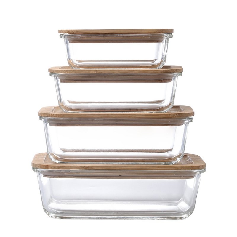 Wholesaler Glass Lunch Bento Box Eco Friendly Meal Prep Containers Airtight Glass Food Storage Containers with Bamboo Lids