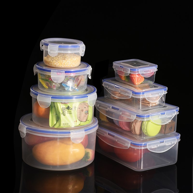 Set 3 Reusable Plastic Kitchen Storage Containers 900ml/2L PP Cylinder Stackable Airtight Food Storage School Parties Holidays