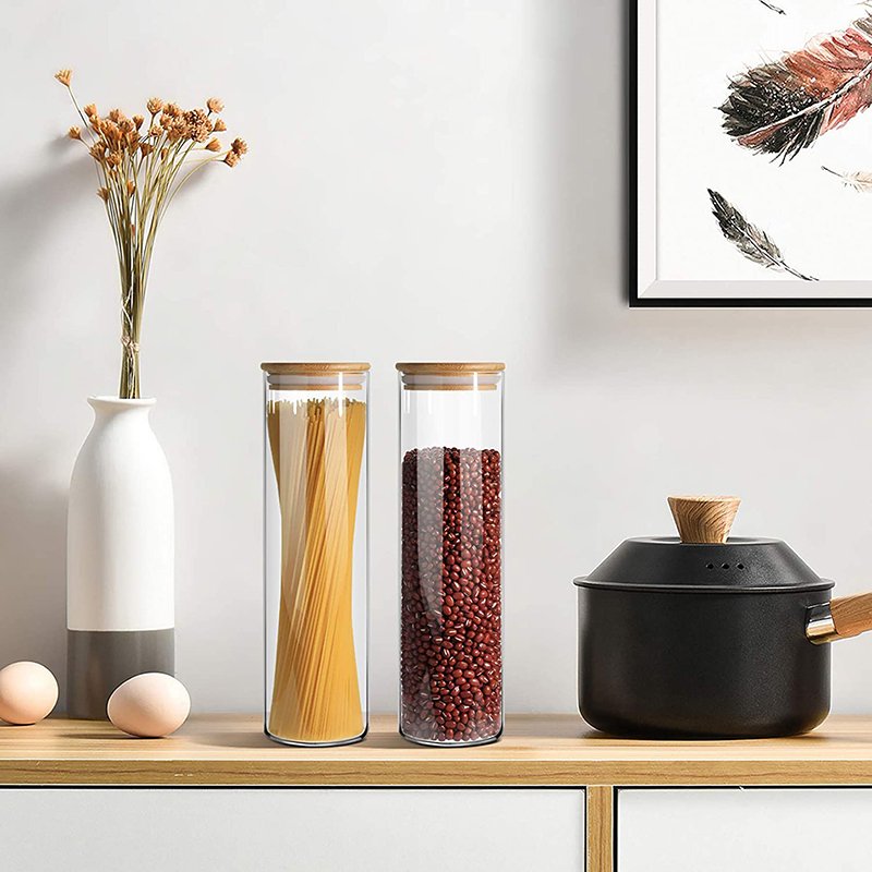 1960ml High Borosilicate Glass Cylinder Airtight Food Storage Container Canister Jar with Lid