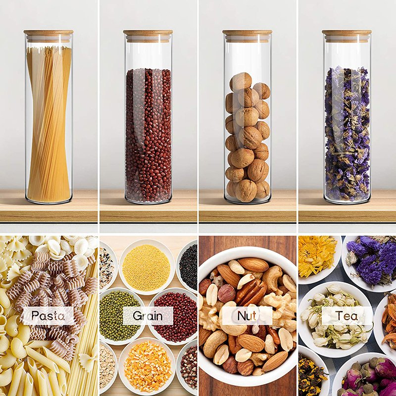 1960ml High Borosilicate Glass Cylinder Airtight Food Storage Container Canister Jar with Lid
