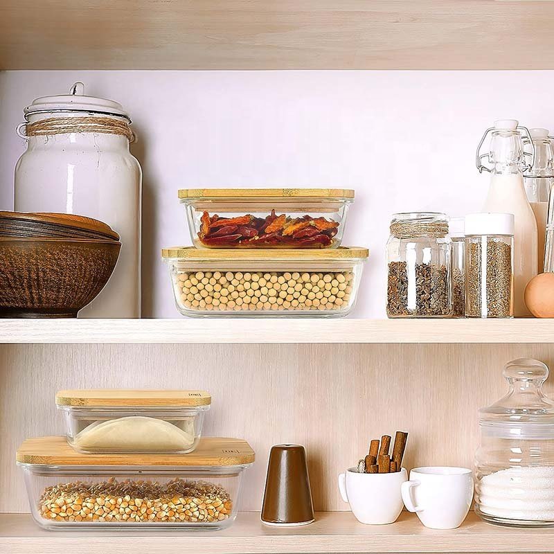 Food Storage Containers with Eco-Friendly Bamboo Wooden Lids Pantry Organization Ideal for Sugar Coffee and Various Dried Foods