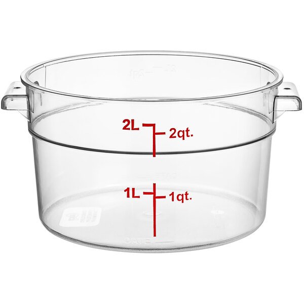 Commercial Kitchen Plastic Polycarbonate Polypropylene Square 2QT Round Food Storage Container