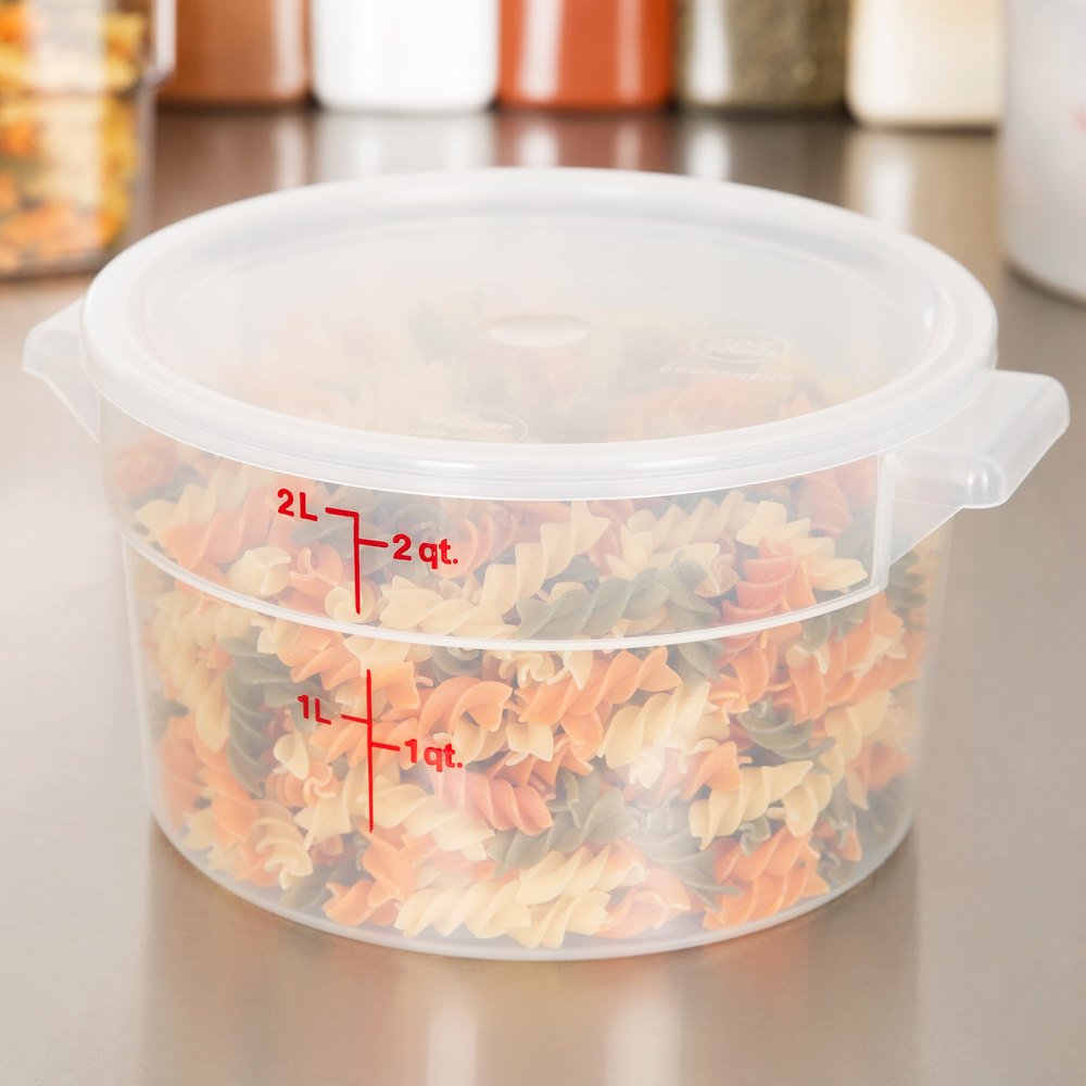 Commercial Kitchen Plastic Polycarbonate Polypropylene Square 2QT Round Food Storage Container
