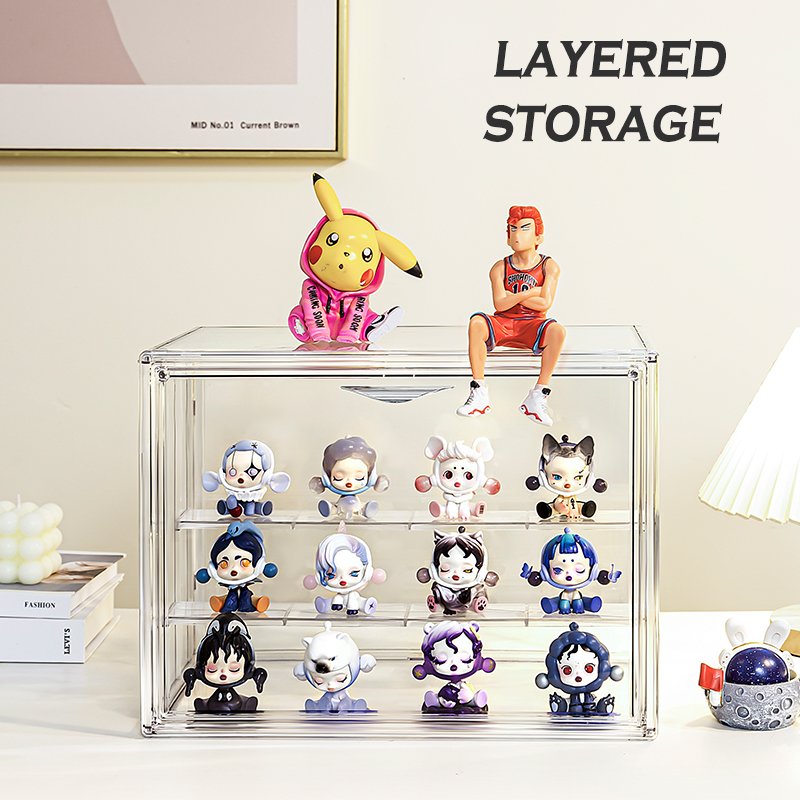 Custom Logo Luxury Toys Storage Store Display Cabinet Clear Acrylic Toy Figure Display Cases Organizer Wholesale Toy Storage Box