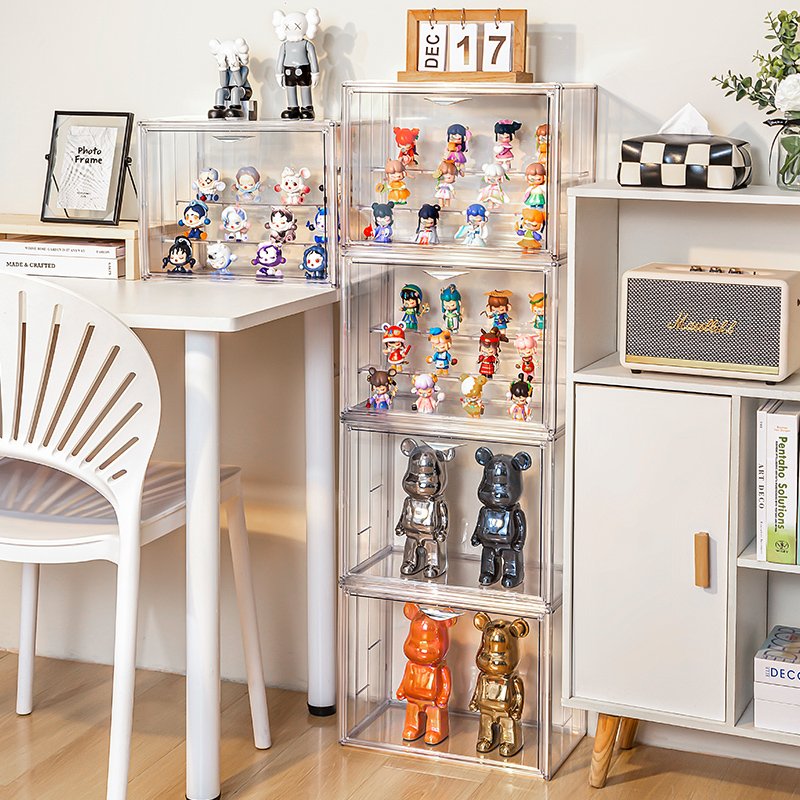Custom Logo Luxury Toys Storage Store Display Cabinet Clear Acrylic Toy Figure Display Cases Organizer Wholesale Toy Storage Box