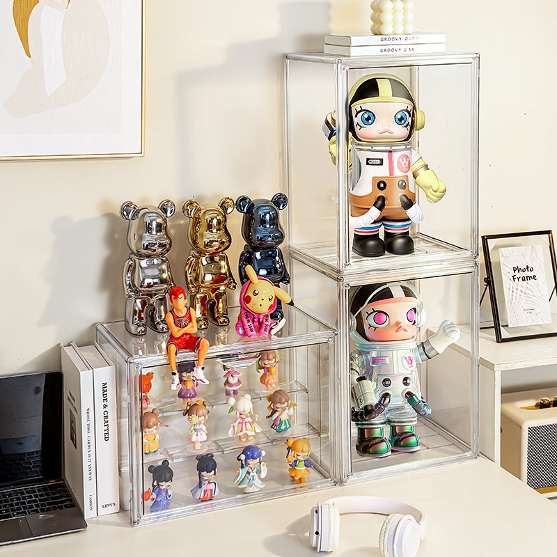 Custom Logo Luxury Toys Storage Store Display Cabinet Clear Acrylic Toy Figure Display Cases Organizer Wholesale Toy Storage Box