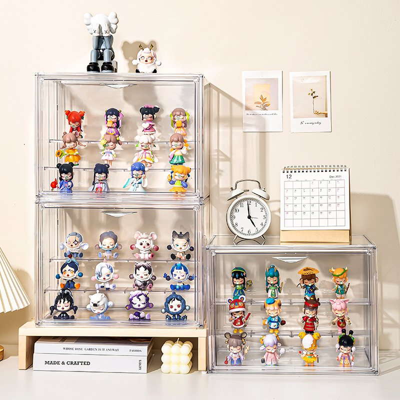 Custom Logo Luxury Toys Storage Store Display Cabinet Clear Acrylic Toy Figure Display Cases Organizer Wholesale Toy Storage Box