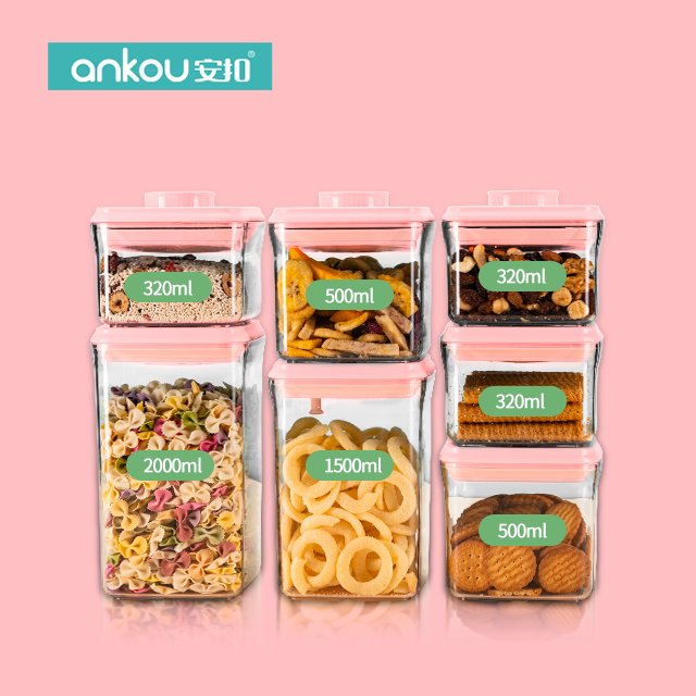 1L 1.5L 2L Kitchen Plastic Cereal Dispenser Storage Box, Airtight plastic containers crisper sealed transparent plastic box