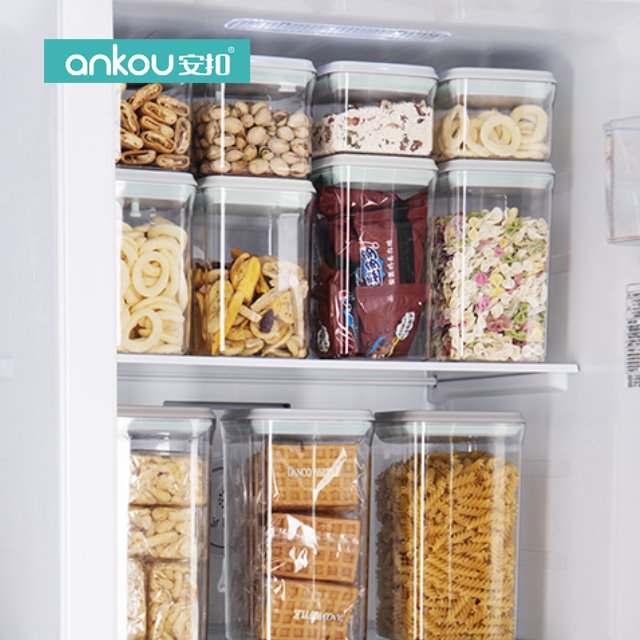 1L 1.5L 2L Kitchen Plastic Cereal Dispenser Storage Box, Airtight plastic containers crisper sealed transparent plastic box
