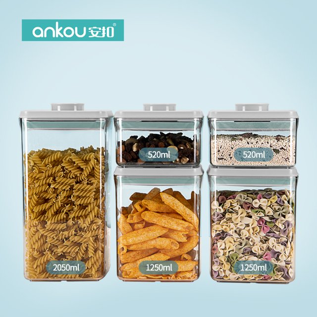 Ankou Easy Open And Lock 5 Pcs Set Bulk Airtight Food Storage Container With Lid Cereal Storage Container Set