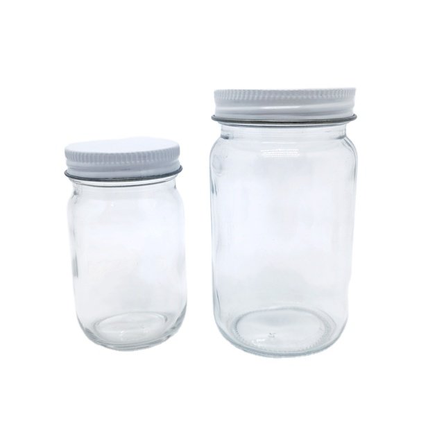 Wholesale 4oz 8oz 16oz Clear Wide Mouth Glass Mason Jar Canning Food Storage Jar with tinplate lid