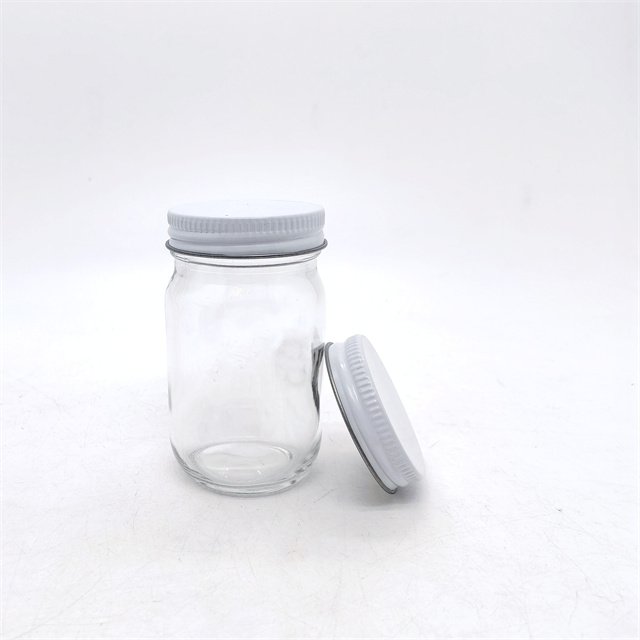 Wholesale 4oz 8oz 16oz Clear Wide Mouth Glass Mason Jar Canning Food Storage Jar with tinplate lid
