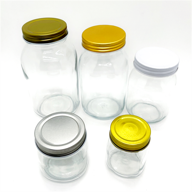 Wholesale 4oz 8oz 16oz Clear Wide Mouth Glass Mason Jar Canning Food Storage Jar with tinplate lid