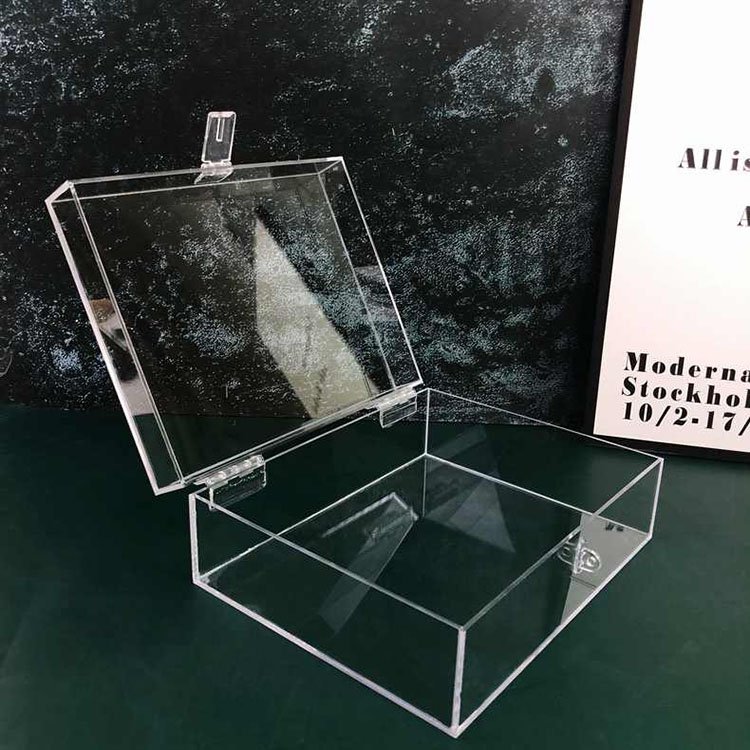 Transparent clamshell storage box with lock acrylic display box