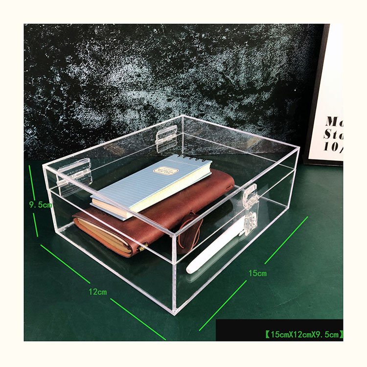 Transparent clamshell storage box with lock acrylic display box