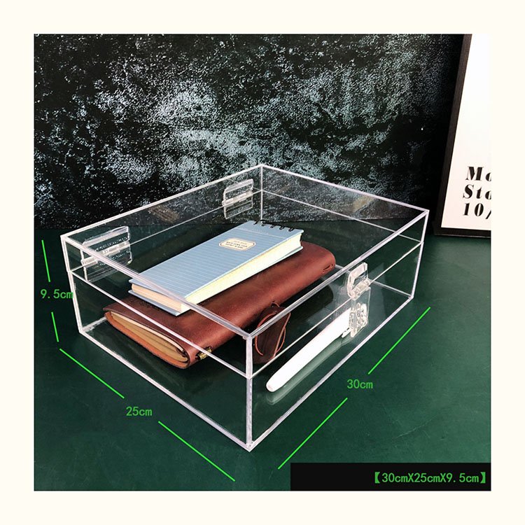 Transparent clamshell storage box with lock acrylic display box