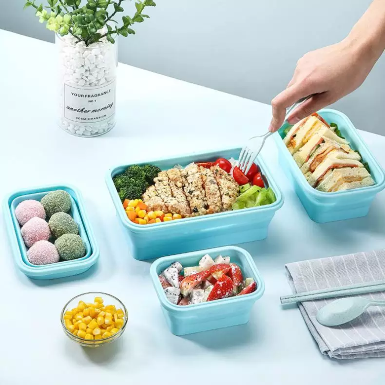 Microwavable Food Storage Container Transparent Bento Box Borosilicate Glass Lunch Box Set loncheras escolares kids