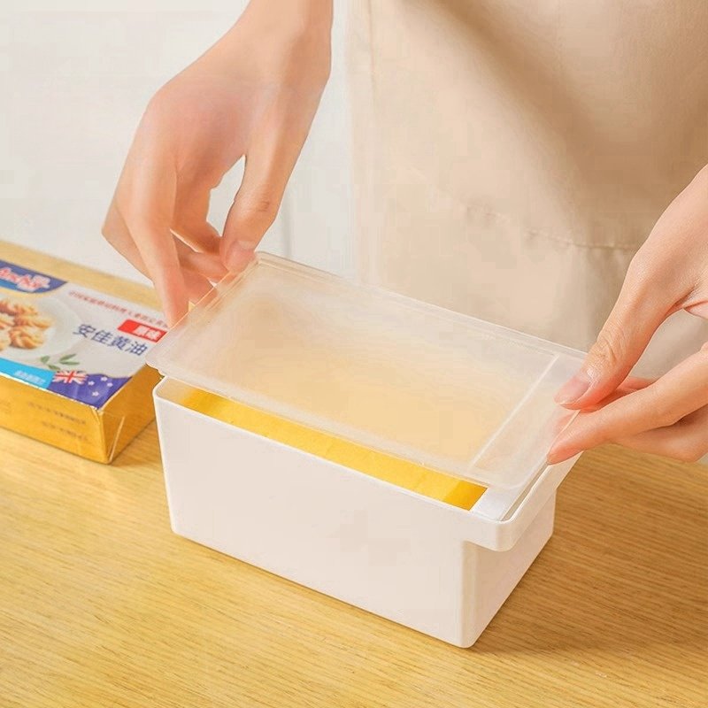 Plastic Cheese & Butter Container with Lid Microwavable Food Storage for Counter Top Cheese Box for Cutting Butter