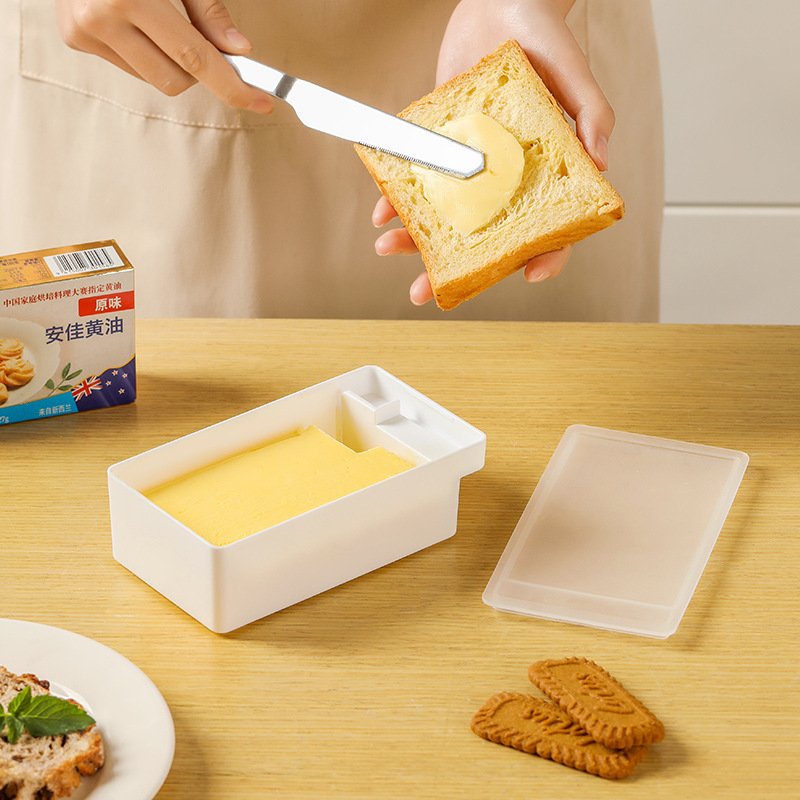 Plastic Cheese & Butter Container with Lid Microwavable Food Storage for Counter Top Cheese Box for Cutting Butter