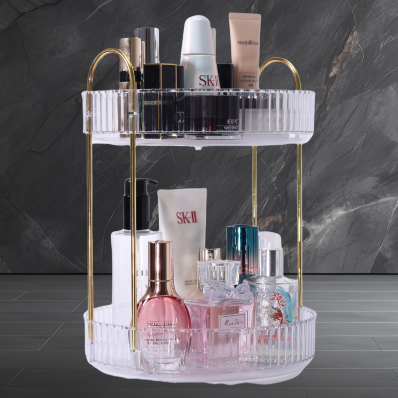 Adjustable Acrylic Double-Tier Storage Box Quality 360 Degree Rotating Makeup Organizer OEM ODM Design