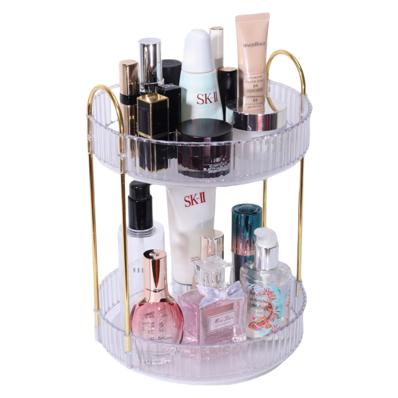 Adjustable Acrylic Double-Tier Storage Box Quality 360 Degree Rotating Makeup Organizer OEM ODM Design
