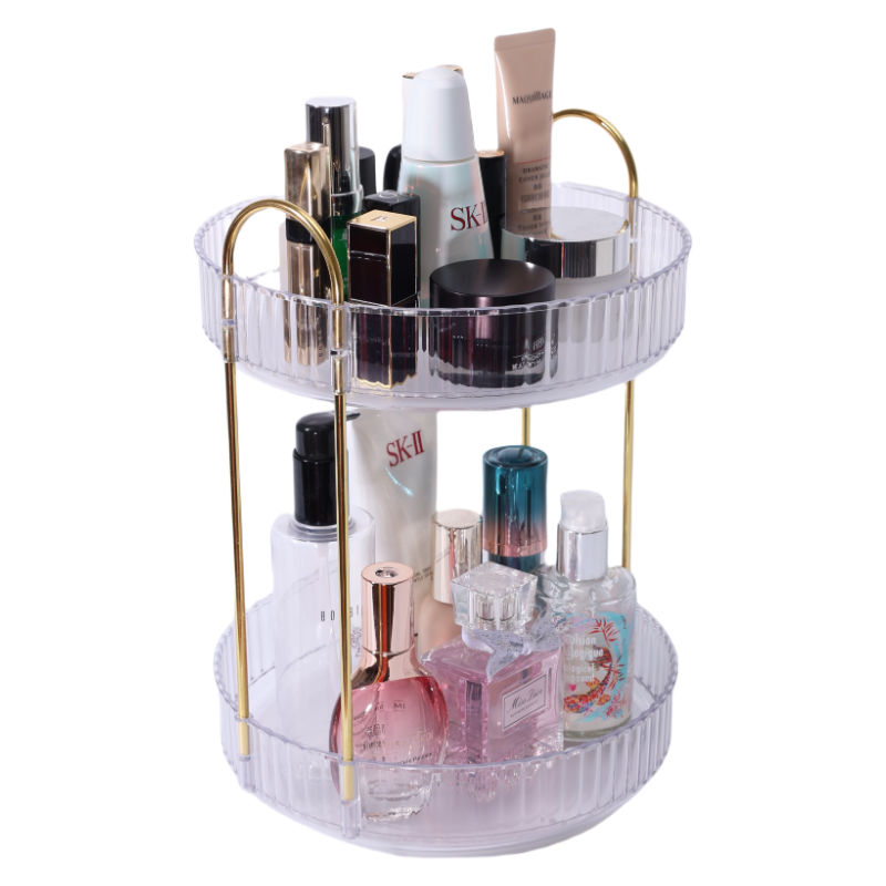 Adjustable Acrylic Double-Tier Storage Box Quality 360 Degree Rotating Makeup Organizer OEM ODM Design