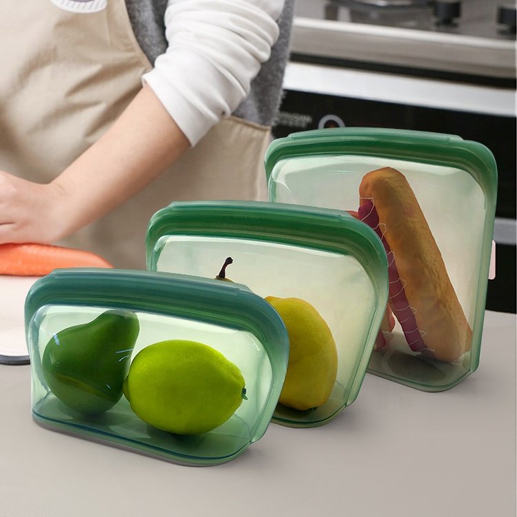 3000ML Eco-friendly Reusable Extra Thick 100% Pure Platinum Silicone Food Storage Bags Large Capacity Airtight Milk Fresh Keeper